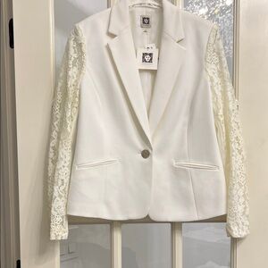 Anne Klein White Blazer with Lace Sleeves